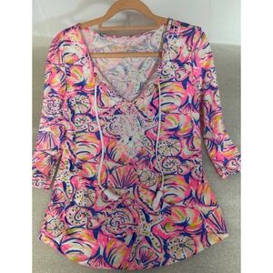 Lilly Pulitzer Holly Top Shell Of A Time Small Cotton Multicolor Tassel Beach